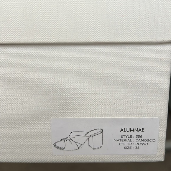 Title: ALUMNAE Style 356 Block Heel Mules in Rosso Red Camoscio - Picture 6 of 6